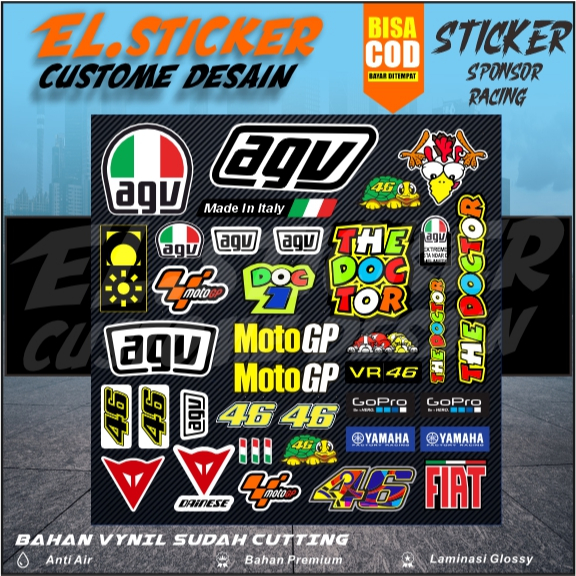 

Stiker Pack Sponsor Racing Vinyl Waterproof untuk Sticker Buku Journal Casing HP Laptop Tumbler