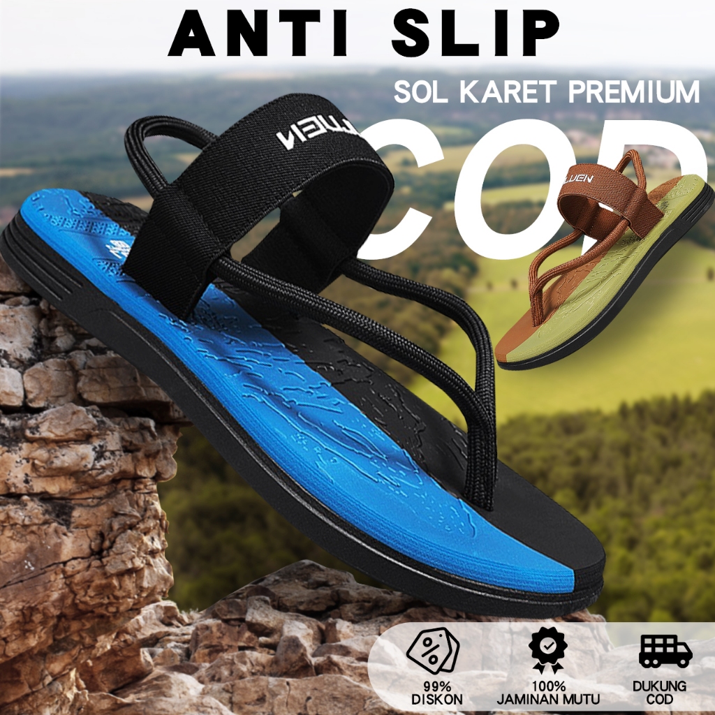 sandal pria keren sandal gunung pria sandal cowok terbaru 2025 sandal outdoor pria sandal tali karet