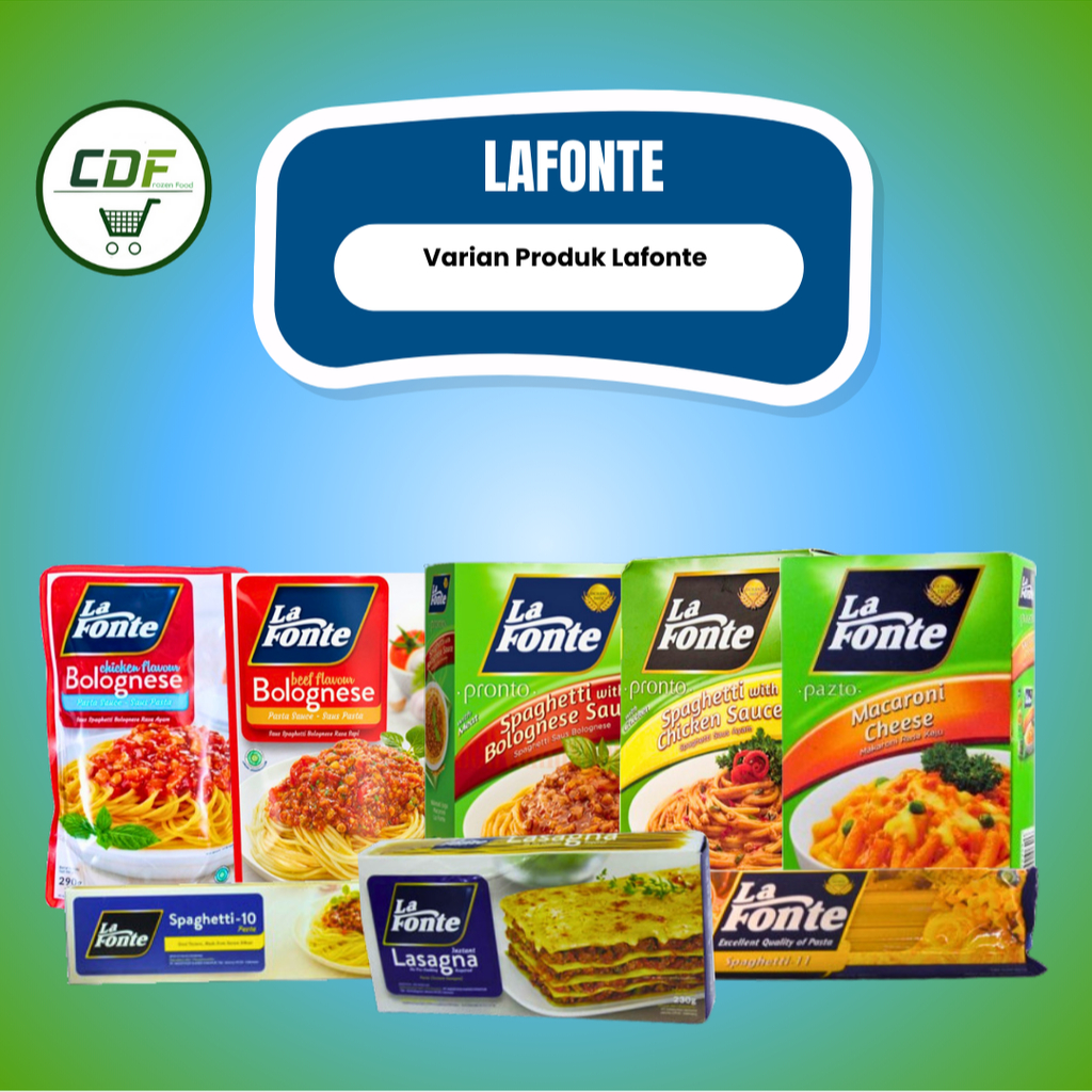 

JUAL LENGKAP VARIAN PRODUK LAFONTE : Pronto Spagetti/Pronto Saus Ayam/Spagetti/Saus Pasta Bolognese/Saus Bolognese Ayam