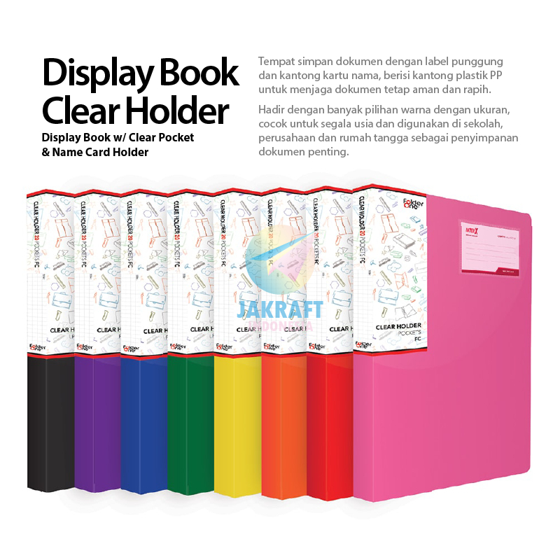 

(1 Pcs) Map Clear Holder Folio F4 FC isi 20 Display Book Hitam Black / Biru Blue / Merah Red / Hijau Green / Ungu Purple / Merah Muda Pink / Kuning Yellow / Jingga Orange Document Keeper Tebal