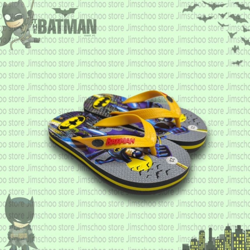 SANDAL JEPIT ANAK LAKI - SANDAL ANAK MOTIF BATMAN TALI JEPIT KARET