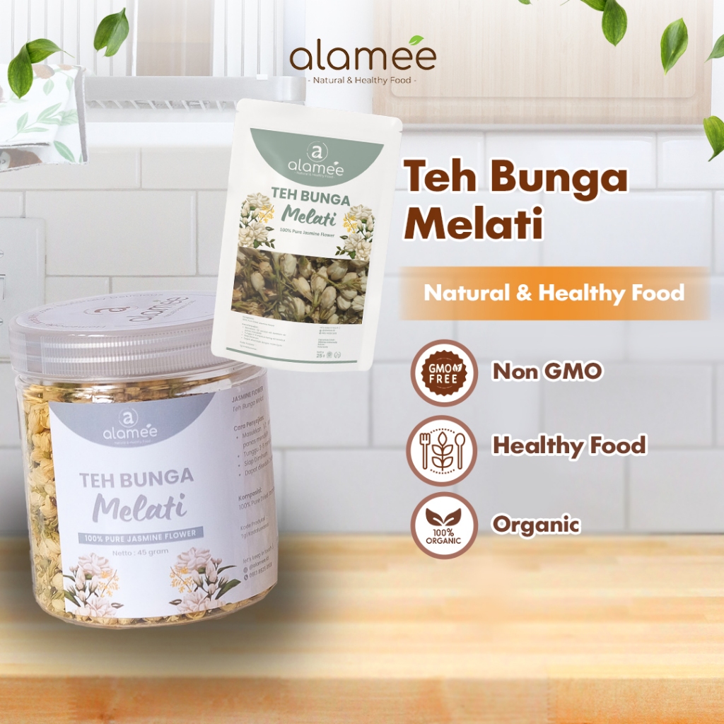 

ALAMEE Teh Bunga Jasmine Tea Flower Melati Organik Jasmin Herbal Kering Dried