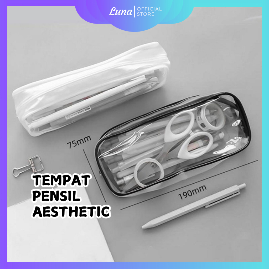 

Tempat Pensil PVC Bening Pouch Make Up Serbaguna Transparant Korea Kotak Pensil