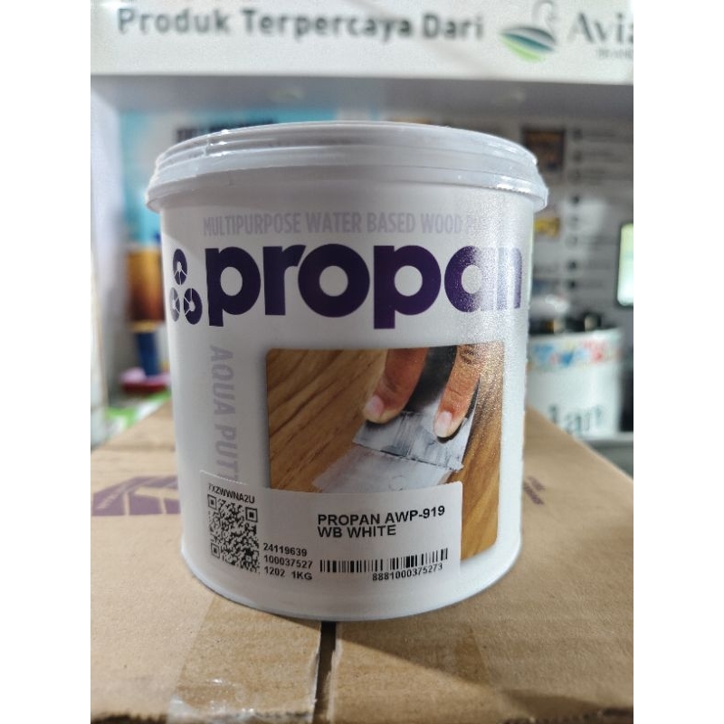 Propan Aqua Wood Putty 1 Kg, Dempul Kayu campuran Air Warna Putih