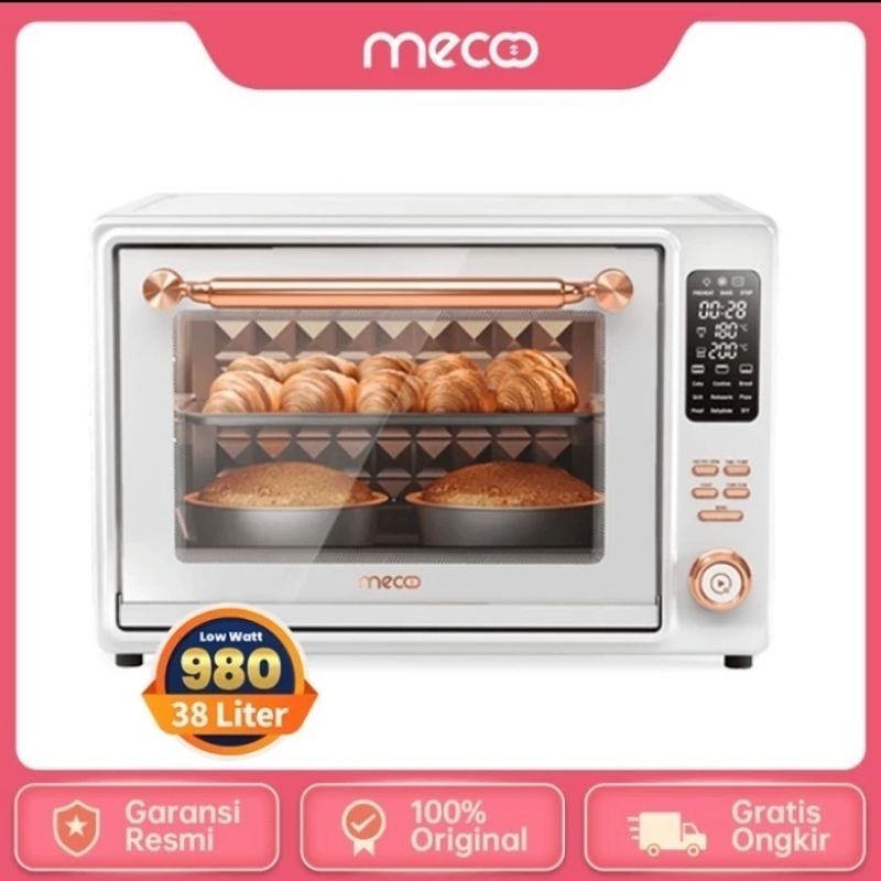 Mecoo Aesthetic Premium Digital Oven Listrik 980 Low Watt 38 Liter Smart LED Air Fryer Original