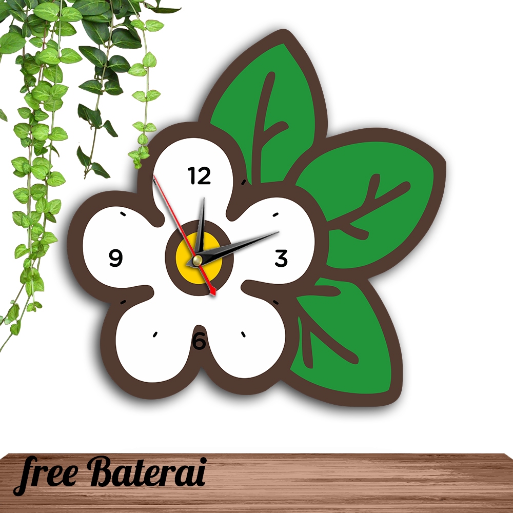 Jam Dinding Ukir Putik Daun Bunga Dekorasi Gantung Ruangan tamu