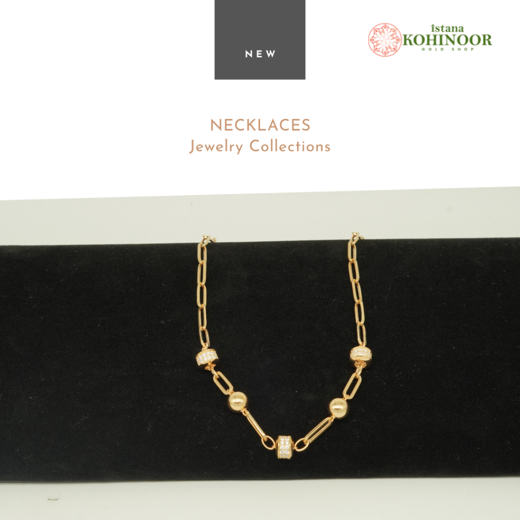 KOHINOOR KALUNG VARIASI BOLA PERMATA YELLOW GOLD EMAS 16K