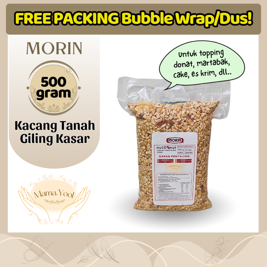 

Morin Kacang Sangrai Nut Donut 500 gr 1 kg FREE PACKING / Kacang Tanah Giling Kasar Topping Donat