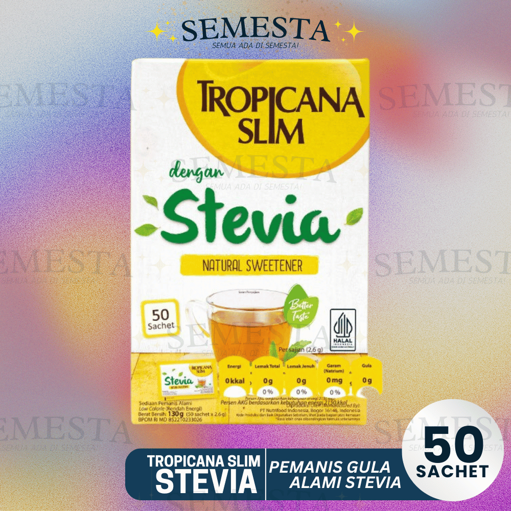 

GULA TROPICANA SLIM STEVIA 50 Sachet Natural Sweetener