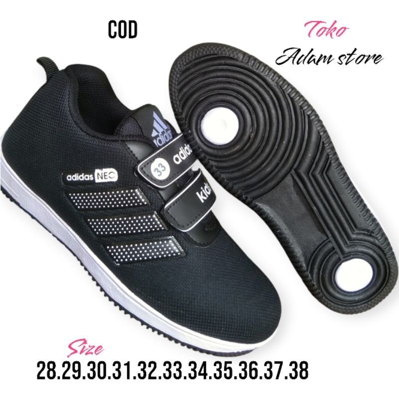 Sepatu Sekolah Anak Neo Adidas Perekat Hitam Terbaru Terlaris