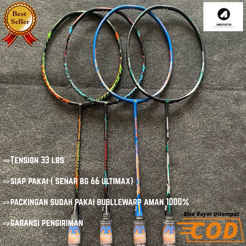 Raket badminton powermax thunder 777/788 raket original dari powermax tension 33 lbs