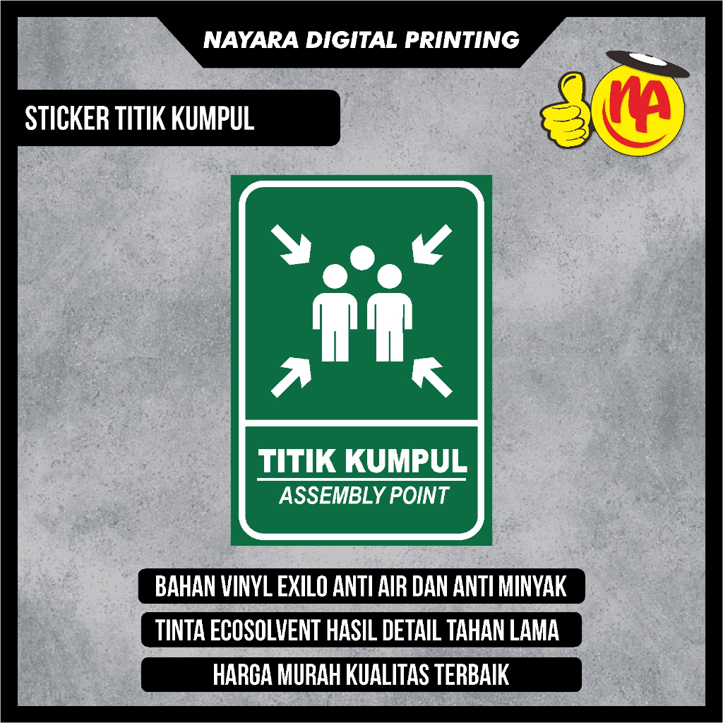 

Sign Sticker Titik Kumpul / sticker assembly point / stiker titik kumpul / stiker rambu / stiker peringatan / Signage Sticker / stiker kumpul / stiker kaca / stiker papan / papan stiker / bahan stiker / stiker rambu rambu