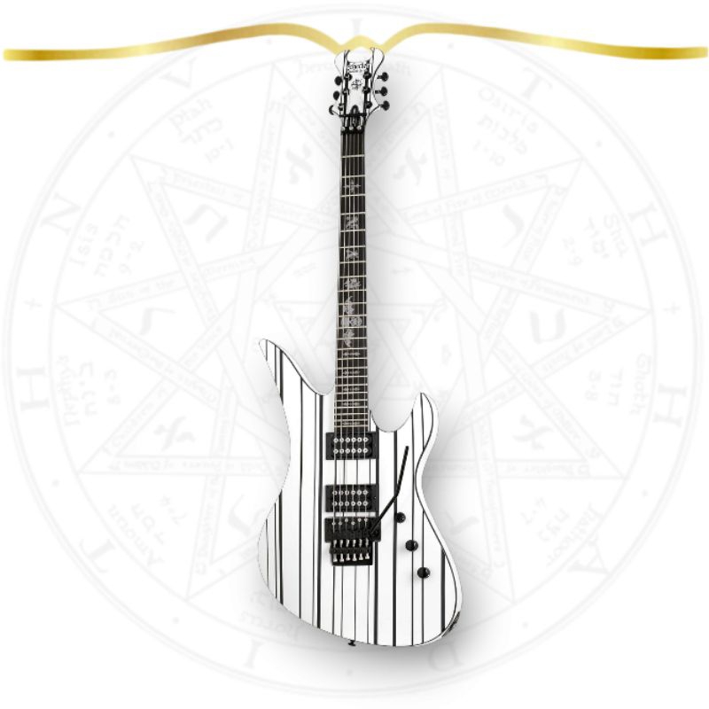 Gitar listrik dari Schecter Synyster Gates U.S.A Standar Glos dengan finishing hitam dan putih - ori