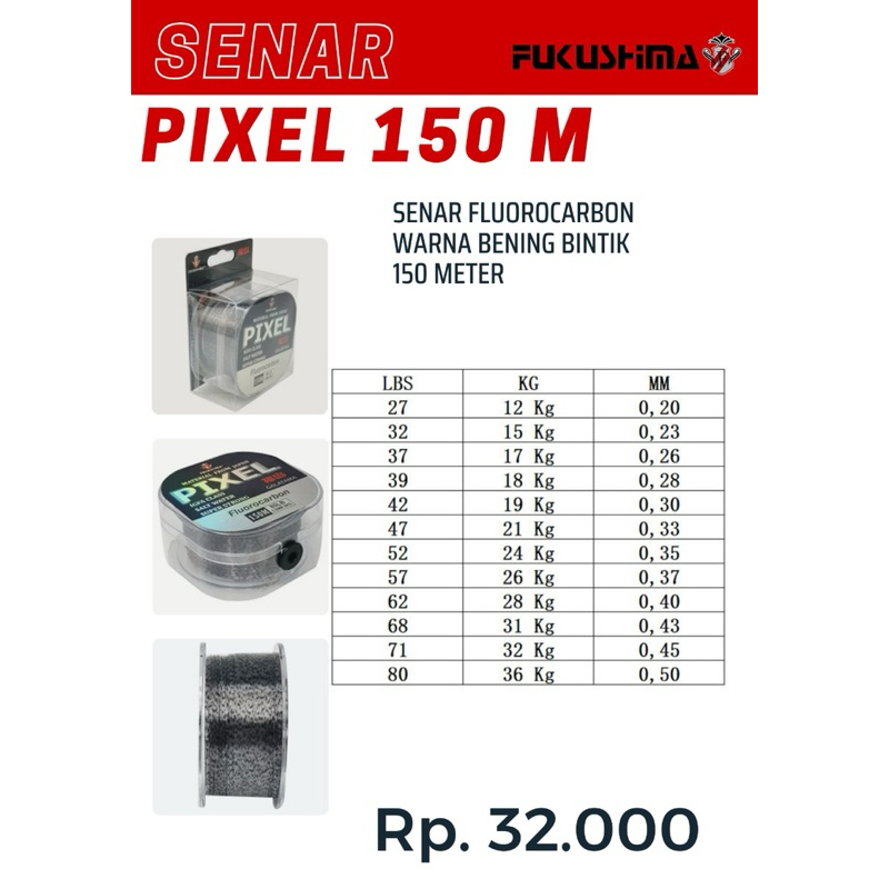 Senar / Benang Galatama FUKUSHIMA VECTOR (hijau)  / PIXEL(bening bintik) 150MTR, Flurocarbon, Super 