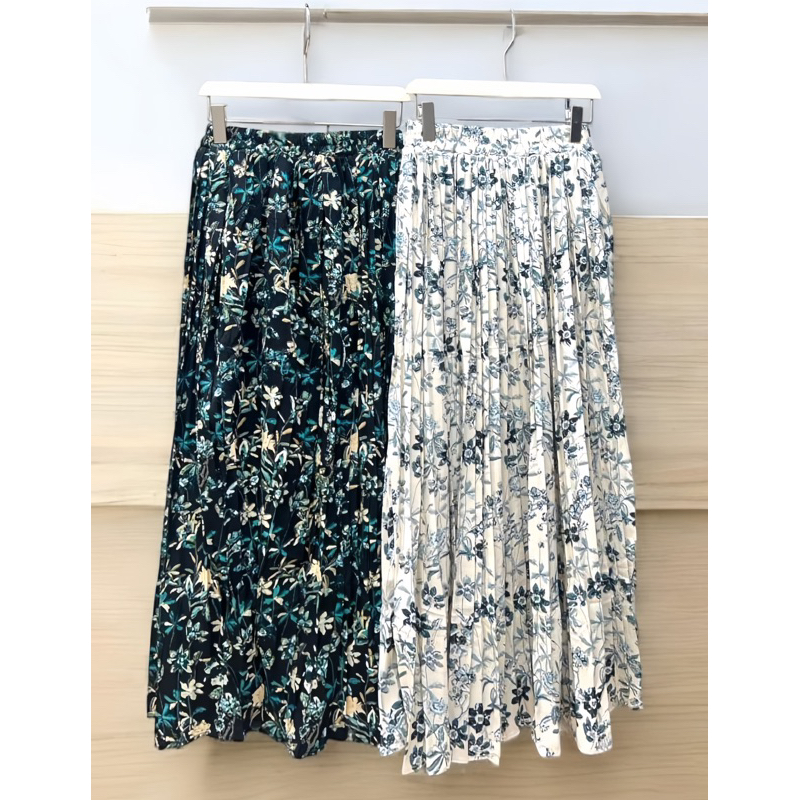 ROK MOTIF BUNGA IMPORT / ROK PLISKET MOTIF