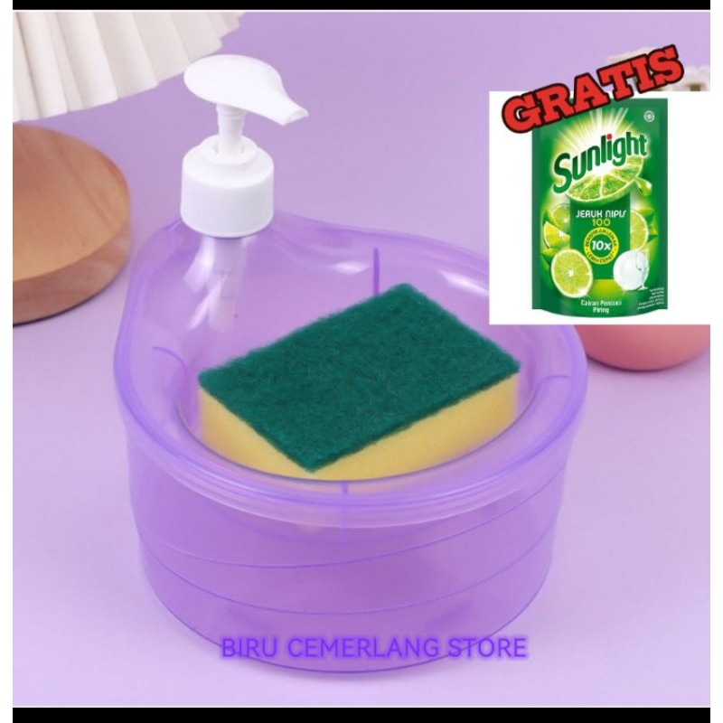 [BAHAN TEBAL DAN BESAR]dispenser sabun cuci piring viral/tempat cuci piring 2in 1/tempat sabun bulat
