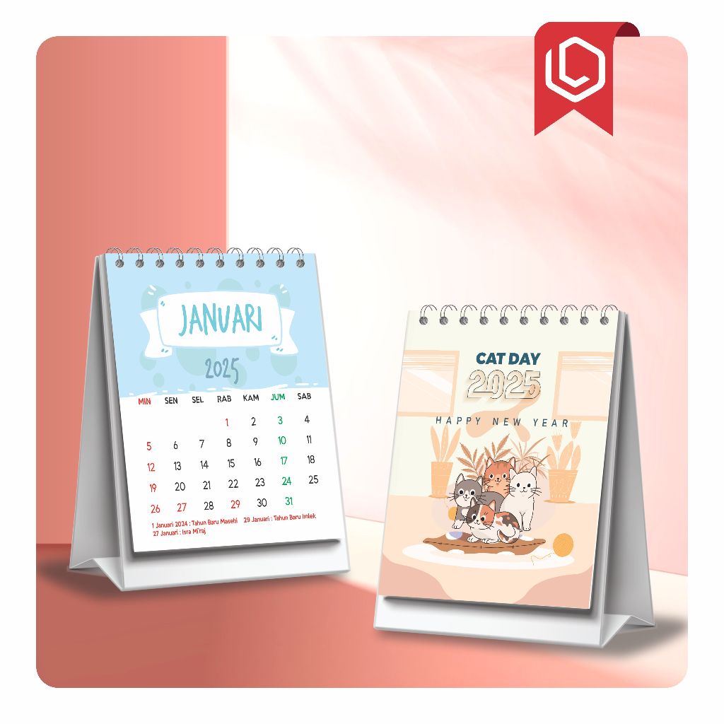 

Leonery Kalender 2025 / Calender 2025 / Kalender Meja 2025 Happy New Year / Kalender Mini 2025