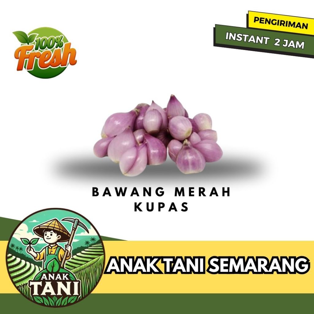 

[ANAK TANI] BAWANG MERAH KUPAS / BAWANG PUTIH KUPAS PER 100 GR SIAP KIRIM INSTANT AREA SEMARANG