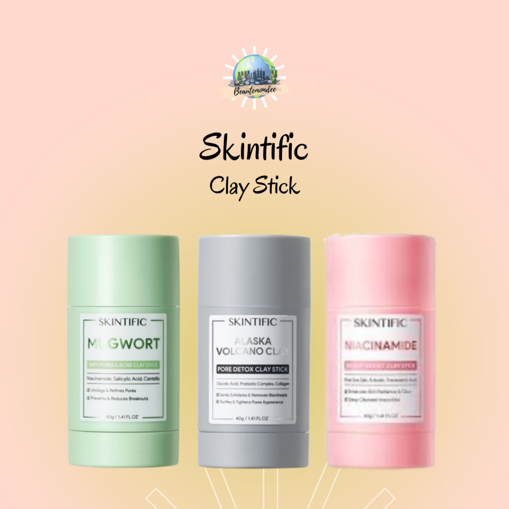 SKINTIFIC Mugwort Anti Pores & Acne Clay Stick 40g / Skintific Alaska Volcano Pore Clay Stick 40g / 