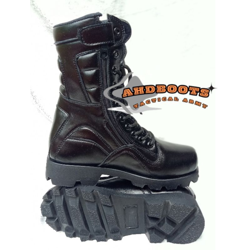 sepatu PDL TNI PORLI SECURITY SATPAM outsole radial ninja hitam doff terlaris sepatu ahd boots sepat