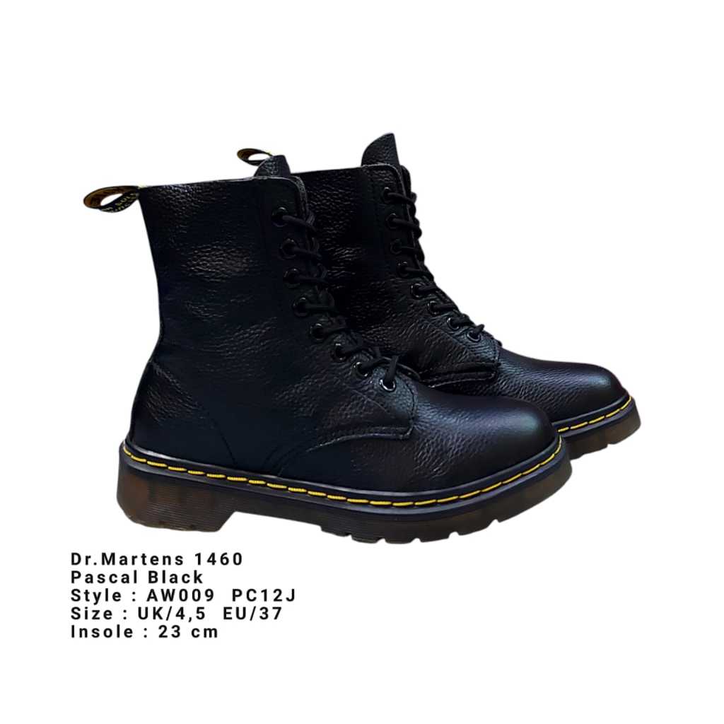 Docmart Wanita Boots Second Original 1460 Pascal Black Leather Boots Size 37