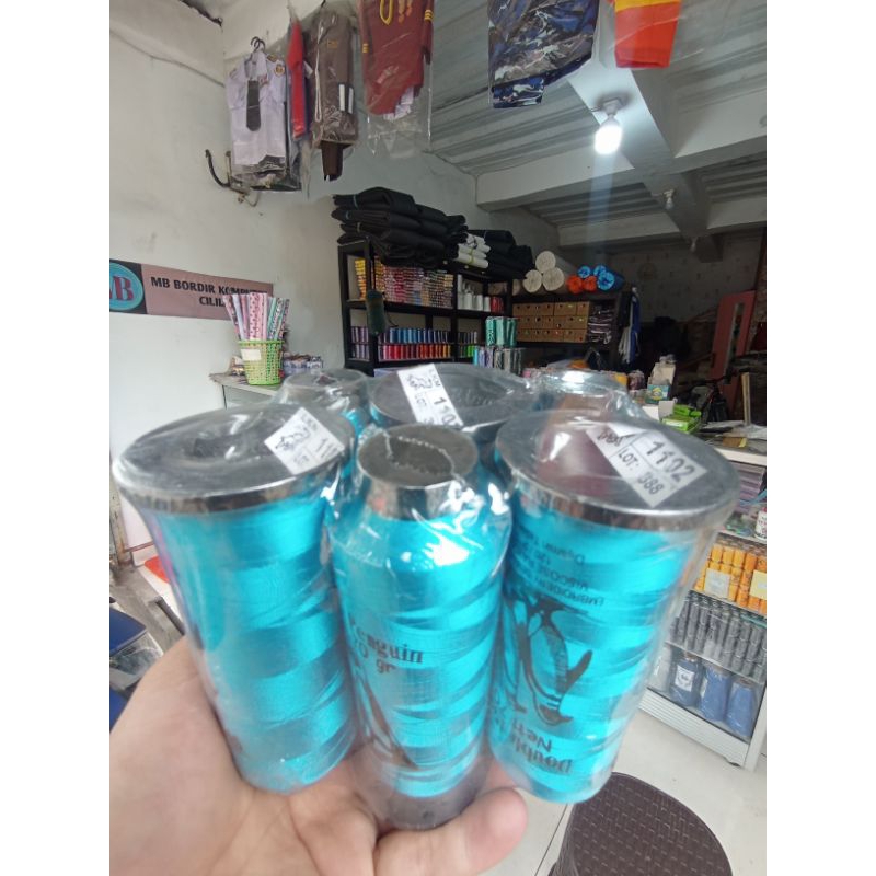 turkis 1102 benang bordir rayon doble pinguin