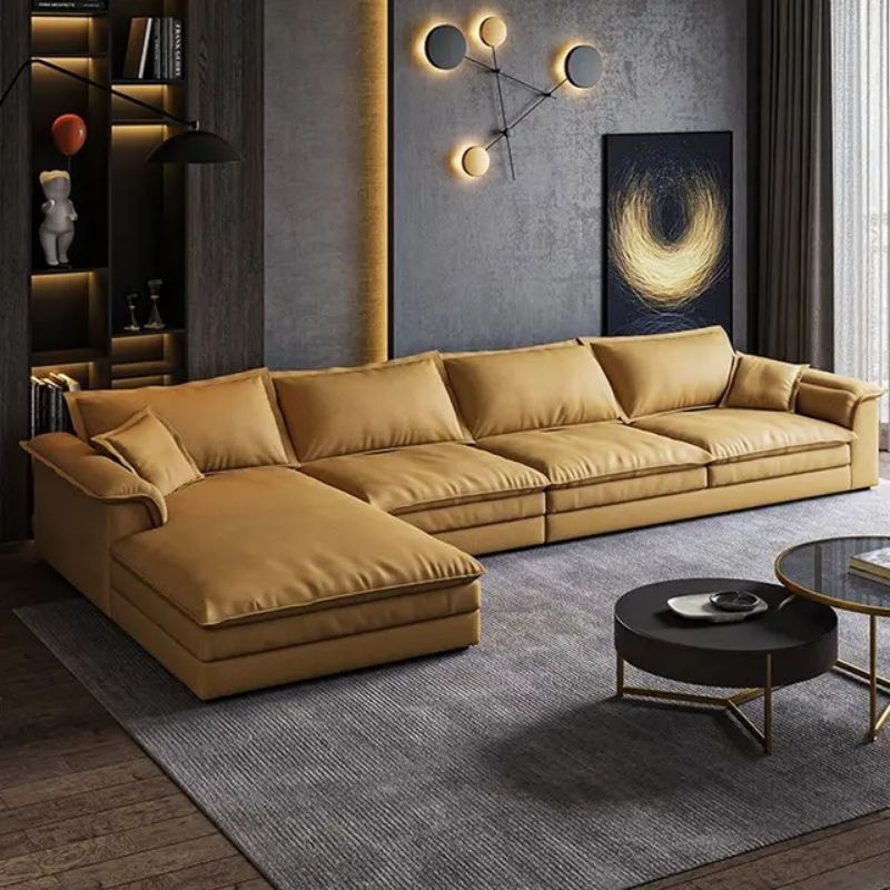 (COD) Sofa Leather L Ruang Tamu Minimalis 4 Seater Sofa Tamu Sofa Minimalis