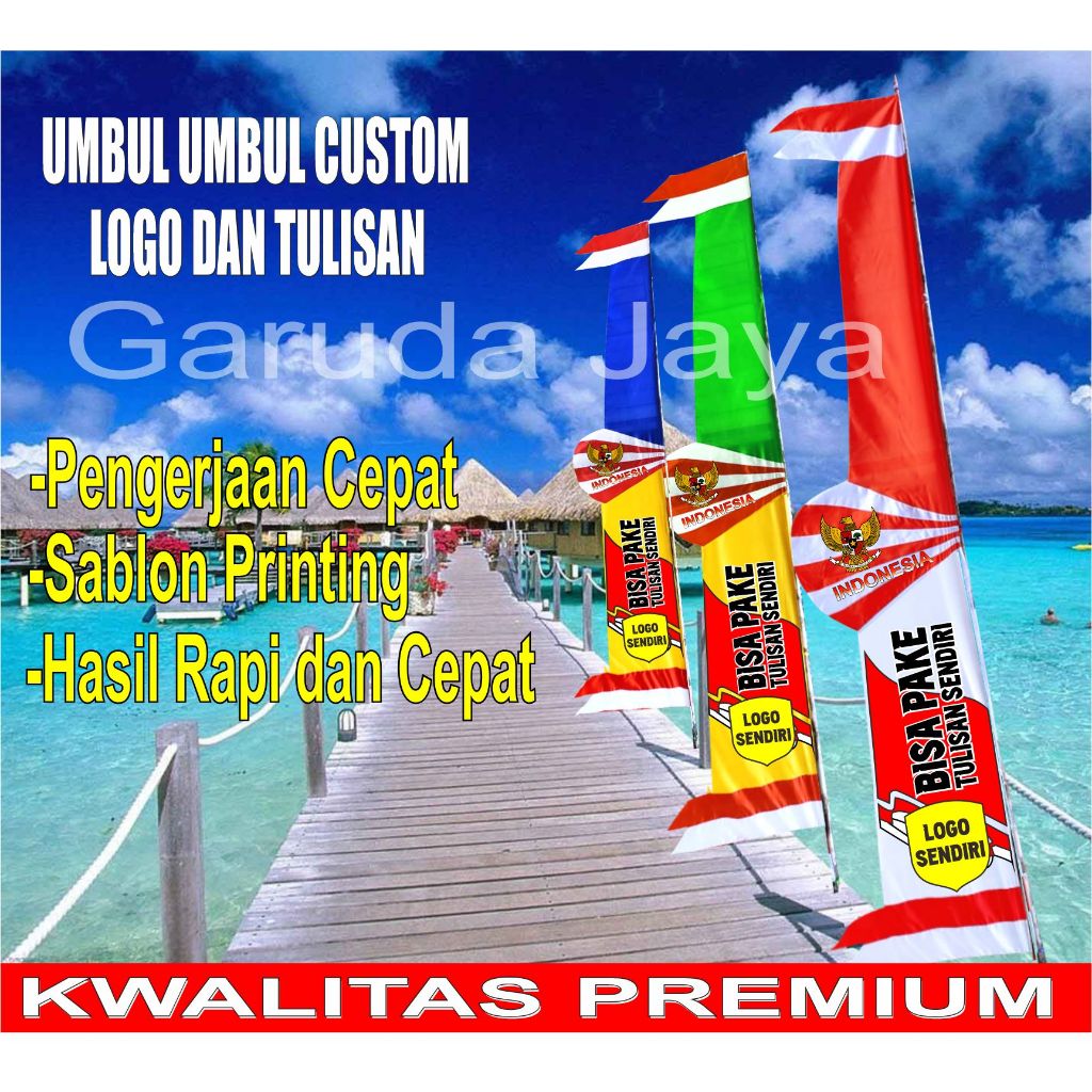 umbul umbul custom logo dan tulisan sablon printing