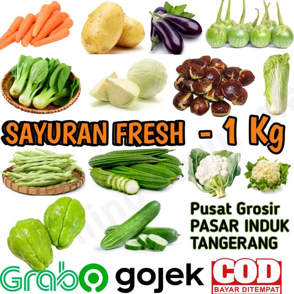 

Sayuran Paket 1 Kg Wortel - Kentang - Kol - Terong Ungu - Terong Bulat - Sawi - Jengkol -Brokoli Dll