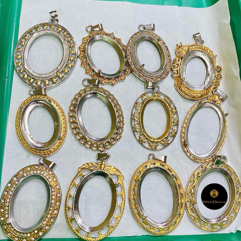 [GROSIR] Ikatan Liontin/ Emban Titanium Ukuran Batu Besar