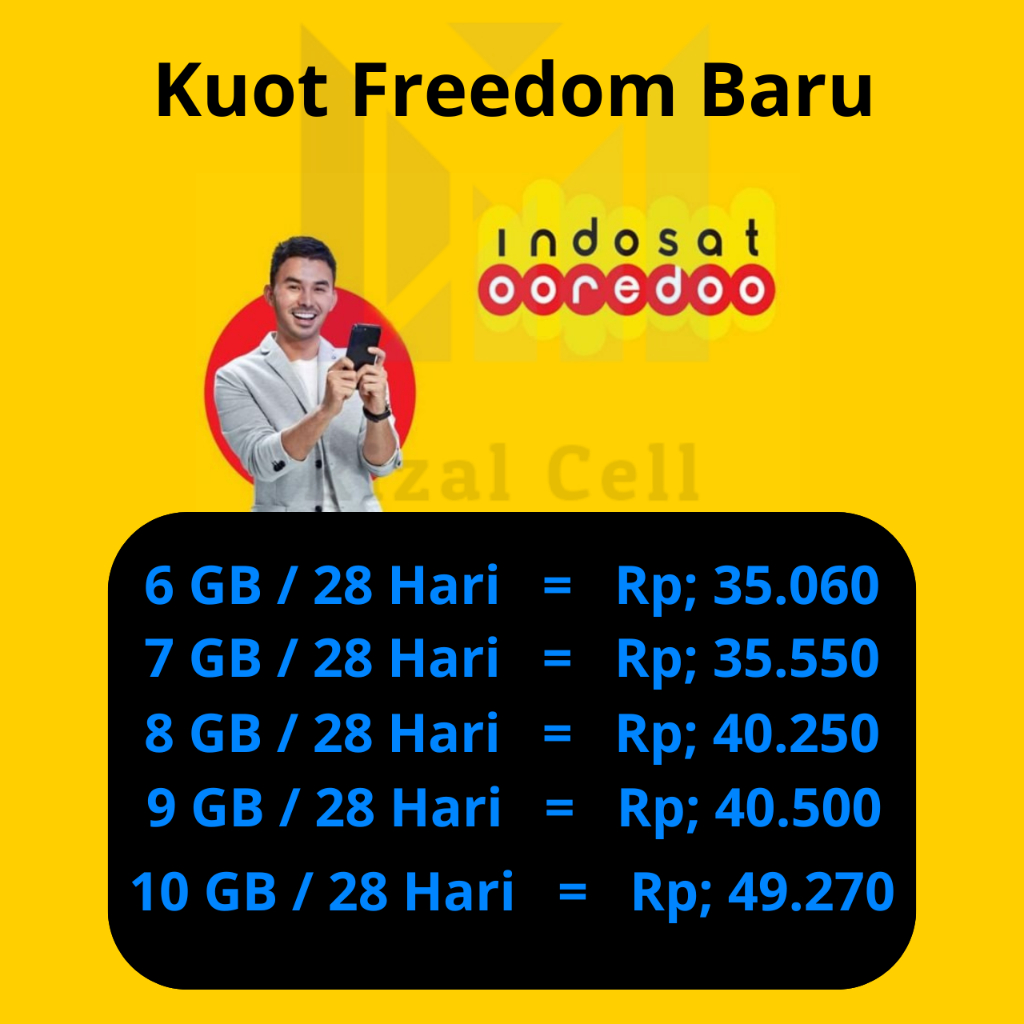 Kuota Indosat Freedom New Full Tanpa Pembagian Variasi 6GB - 10GB