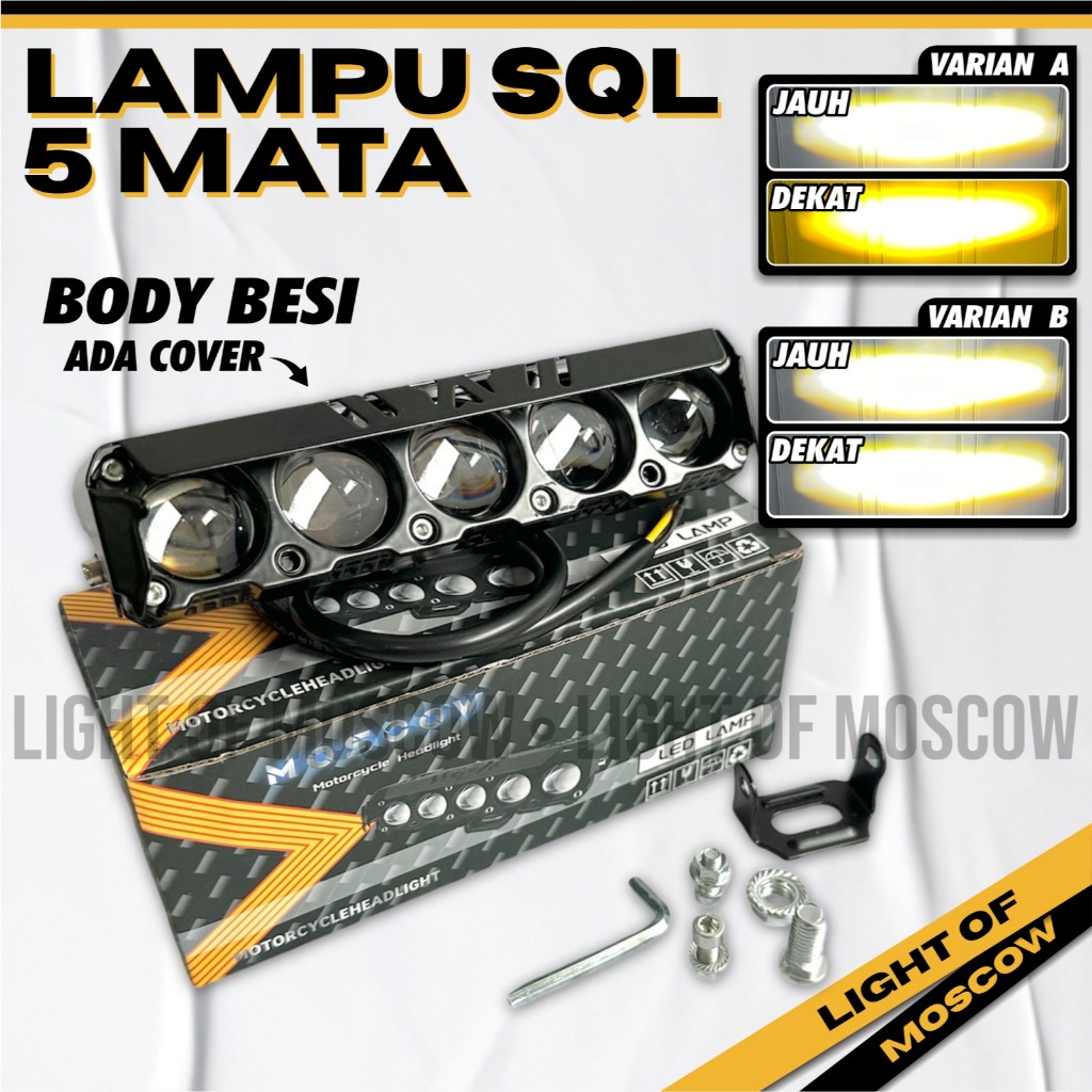 MOSCOW LAMPU TEMBAK SQL 5 MATA ORIGINAL LAMPU SOROT MOTOR 5 LED LENSA LAMPU SOROT BISA UNTUK MOTOR D
