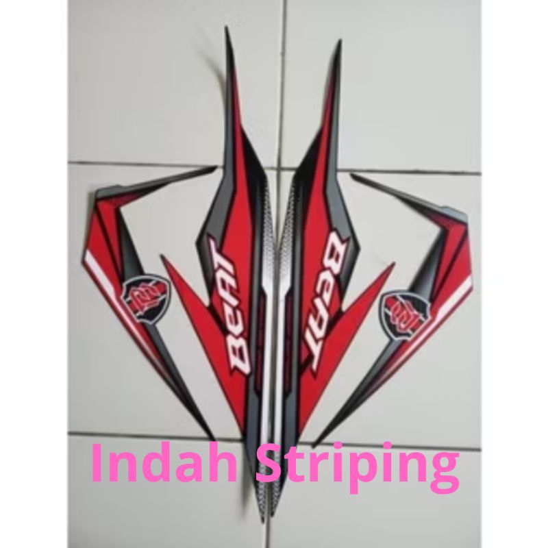 STRIPING STIKER LIS MOTOR HONDA BEAT TAHUN 2019 WARNA MERAH HITAM