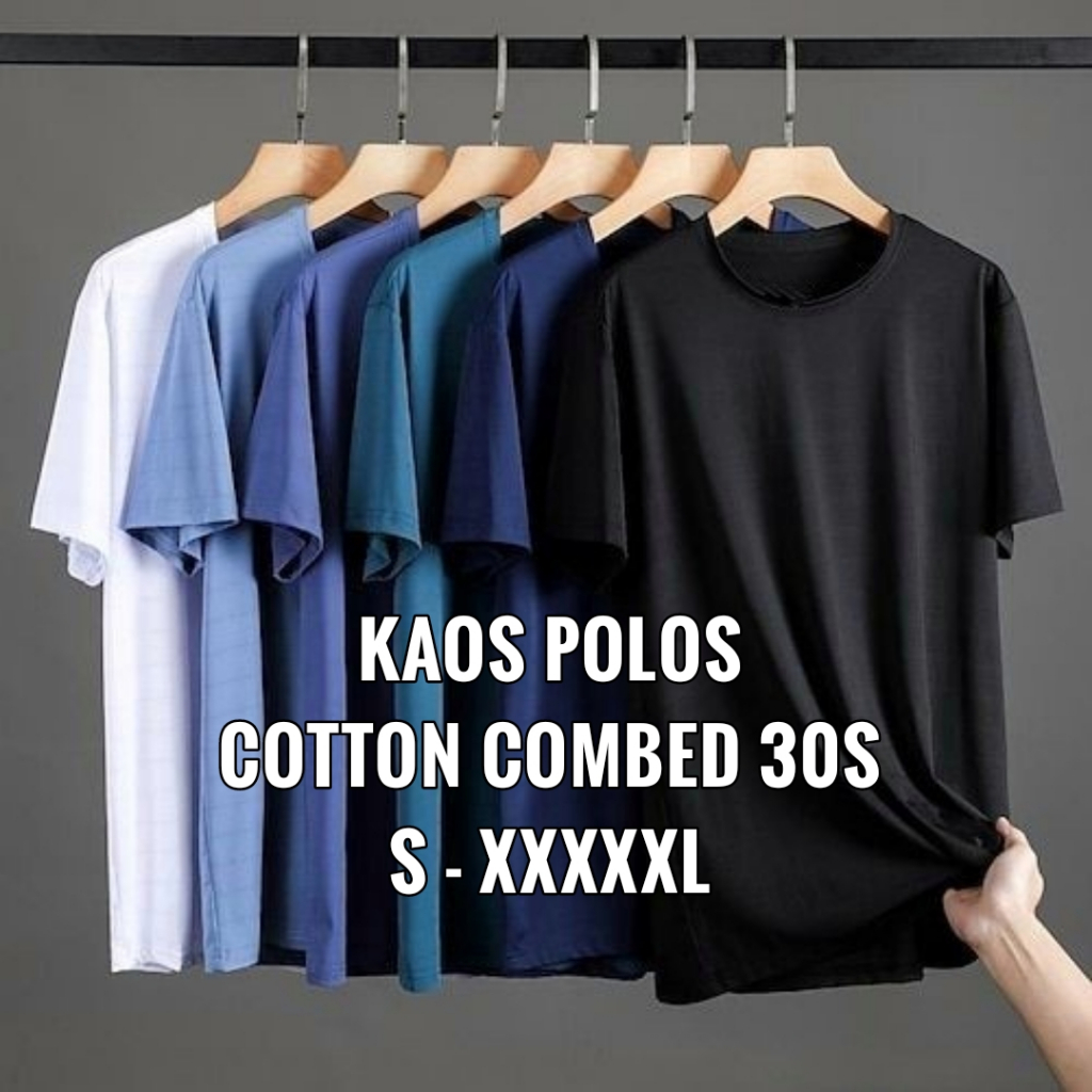 Kaos Polos Cotton Combed 30s Lengan Pendek Pria Wanita T Shirt Basic Anak Remaja Cowok Cewek Distro