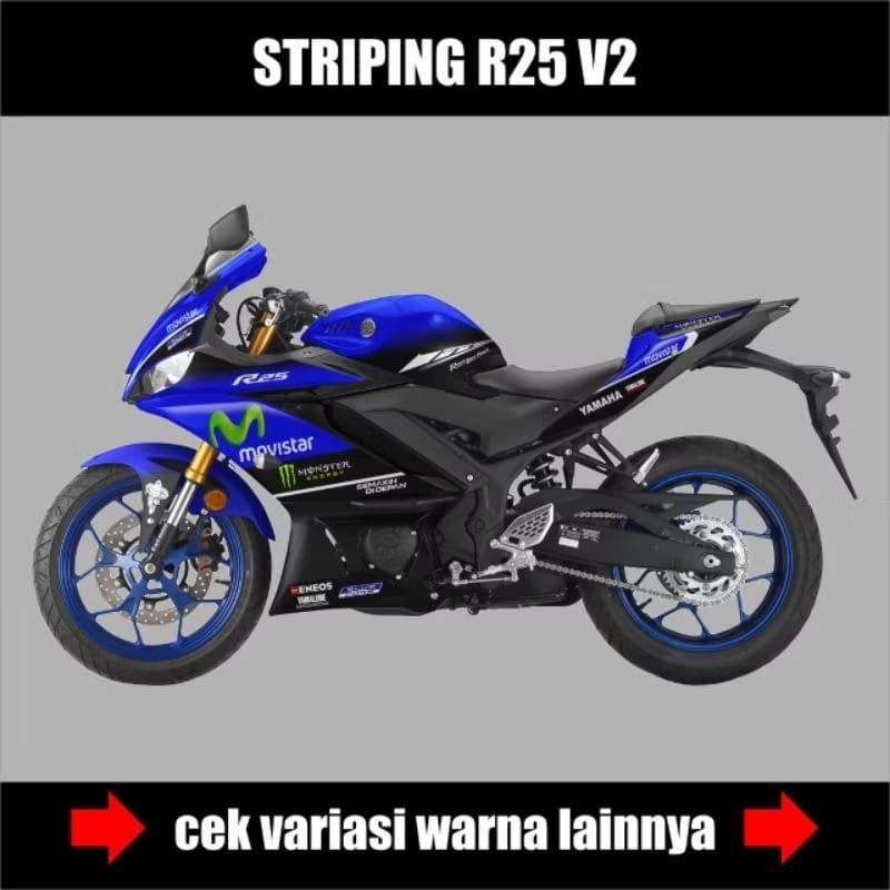 Stiker Striping R25 V2 Edisi Movistar / Sticker Decal Yamaha R25 V2 Semifull Varaisi 001