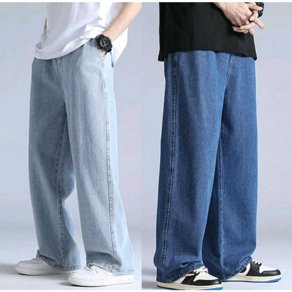 Celana Jeans Pria - Celana Panjang Pria Gombrong Korea Style - Celana Kulot Pria - Celana Jeans