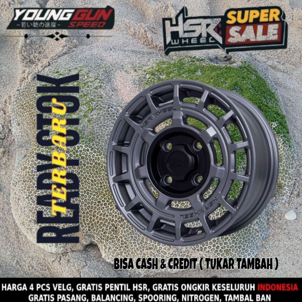 Velg mobil racing ring 14 xenia avanza livina pelek hsr mentawai r14 grey