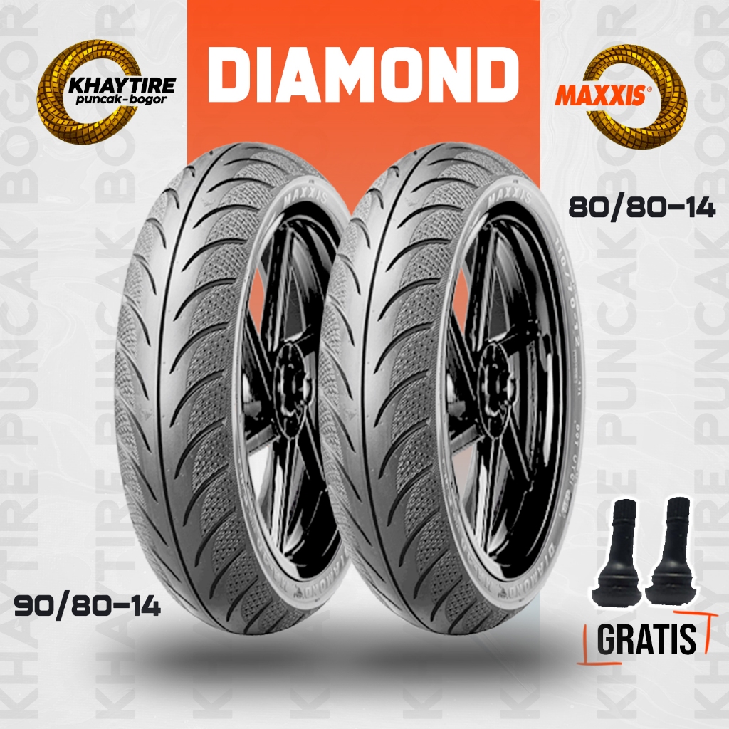 Paket Ban Tubles Motor Matic MAXXIS DIAMOND 80/80 - 90/80 Ring 14