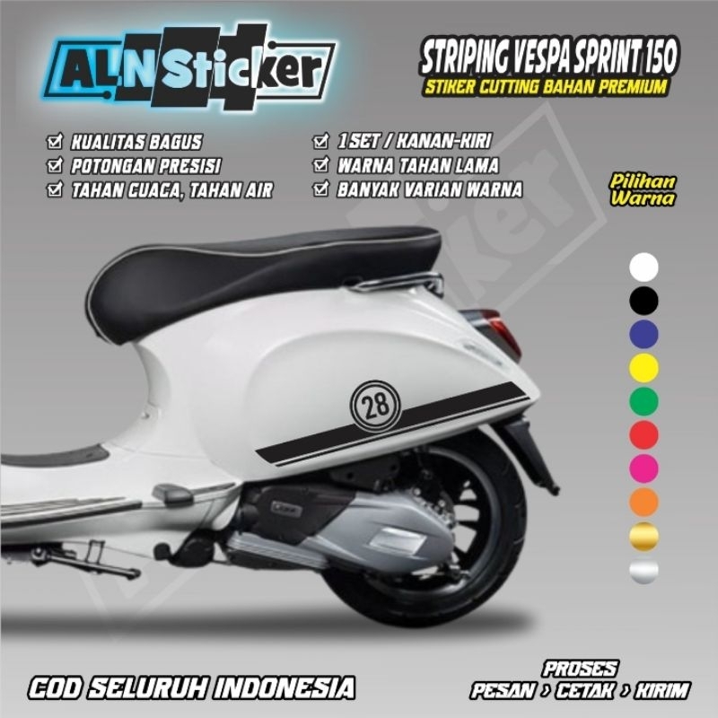 stiker cutting custom angka untuk motor vespa keren termurah