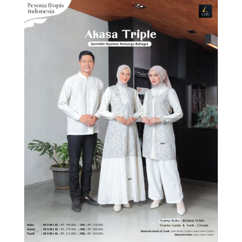 Lubi Akasha Triple | Gamis Bordir Lubi Premium | Couple Lubi Kekinian | Tunik Lubi Bordir Premium | 