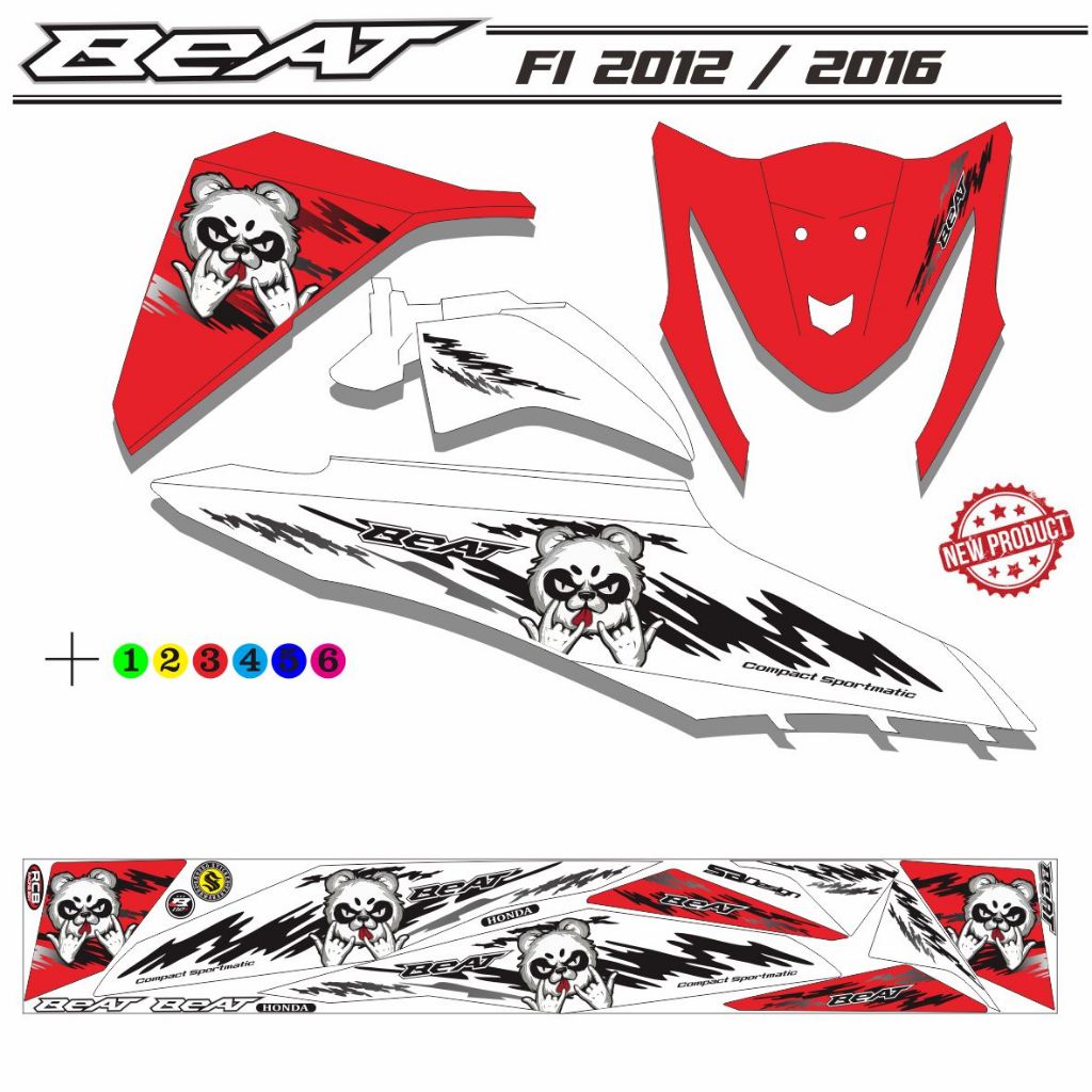 STIKER POLET PANDA VARIASI MOTOR BEAT FI