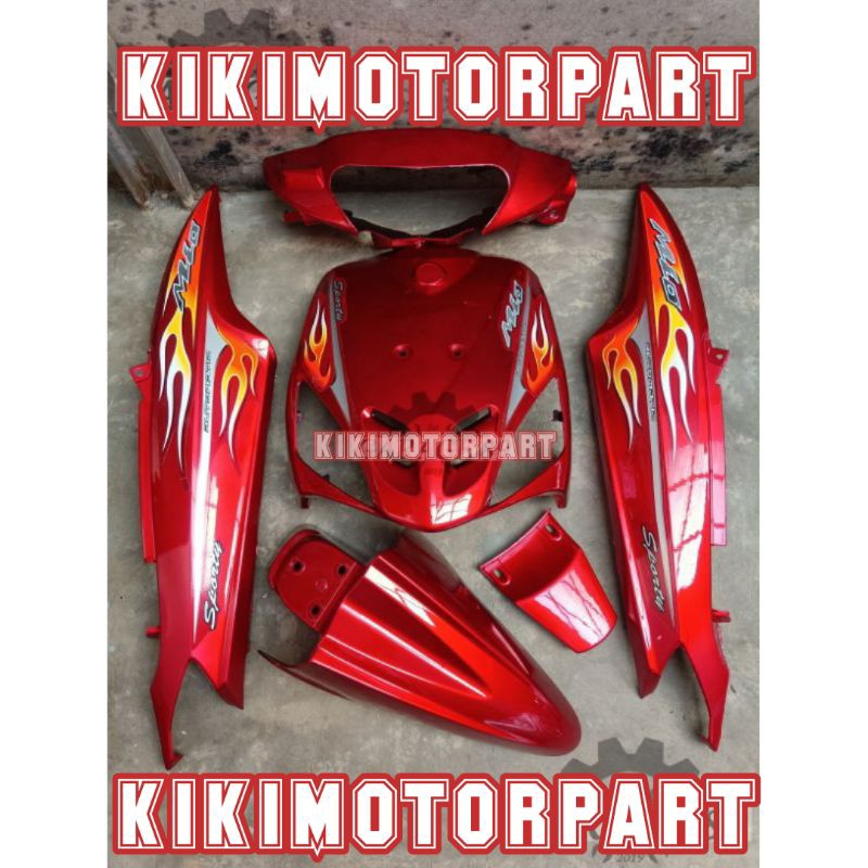 full body halus mio sporty merah maroon + striping api