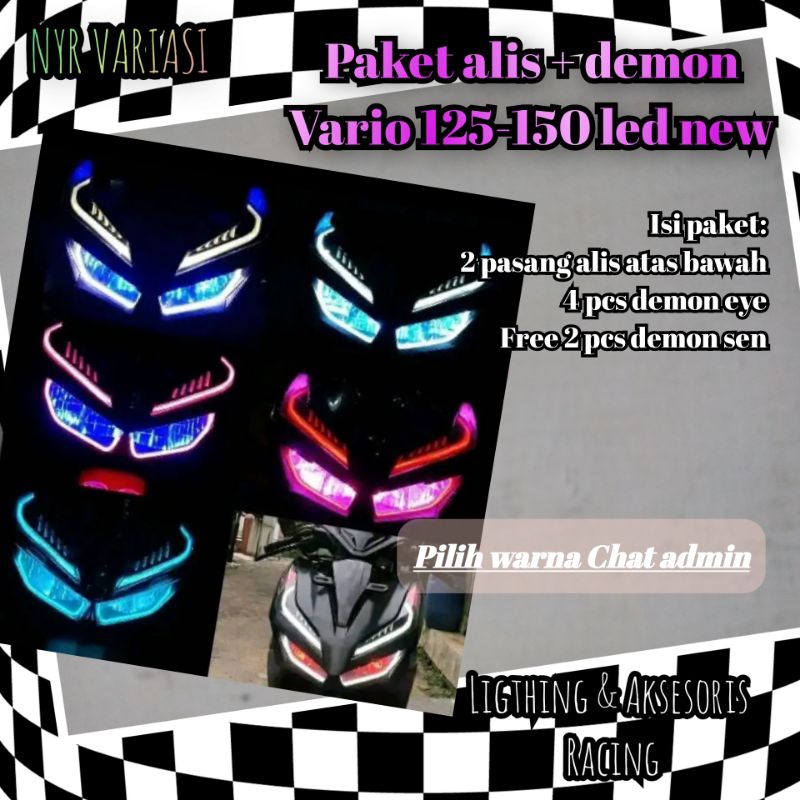 paket lampu alis vario 125-150 led new free demon sen 2 pcs