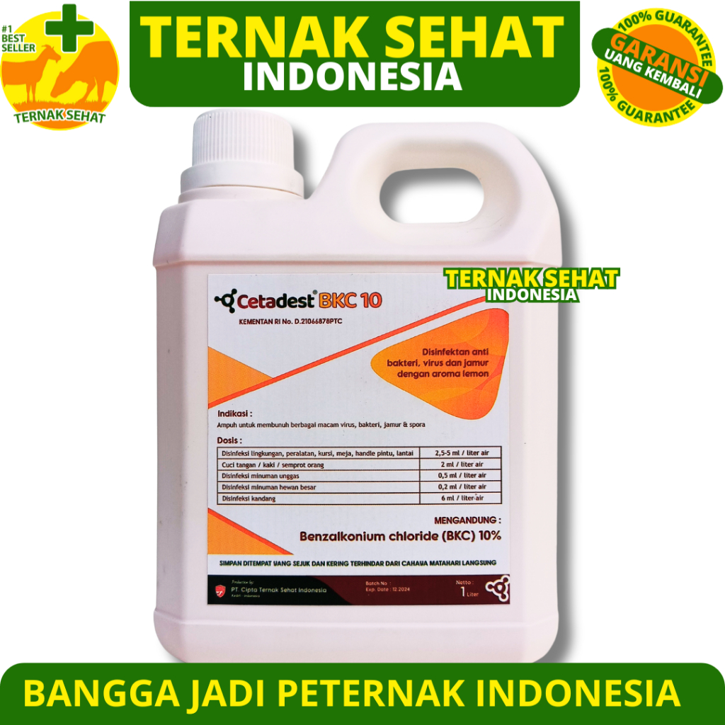CETADEST BKC 1 LITER - Desinfektan Kandang Ayam Sapi Kambing BKC 10% Aroma Jeruk - Like Destan