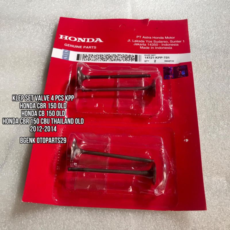 KLEP SET VALVE KLEP 4 PCS HONDA CBR OLD CB150 OLD CBR 150 THAILAND KPP ORI HGP