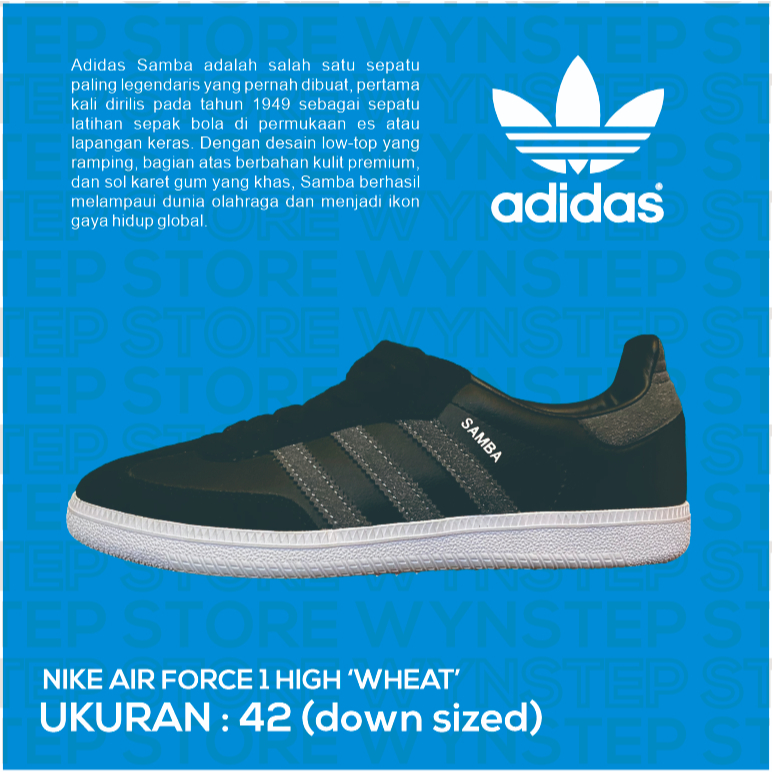 Adidas Samba Hitam Grey – OG Klasik, Second Like New, Ukuran 42 Siap Pick-Up