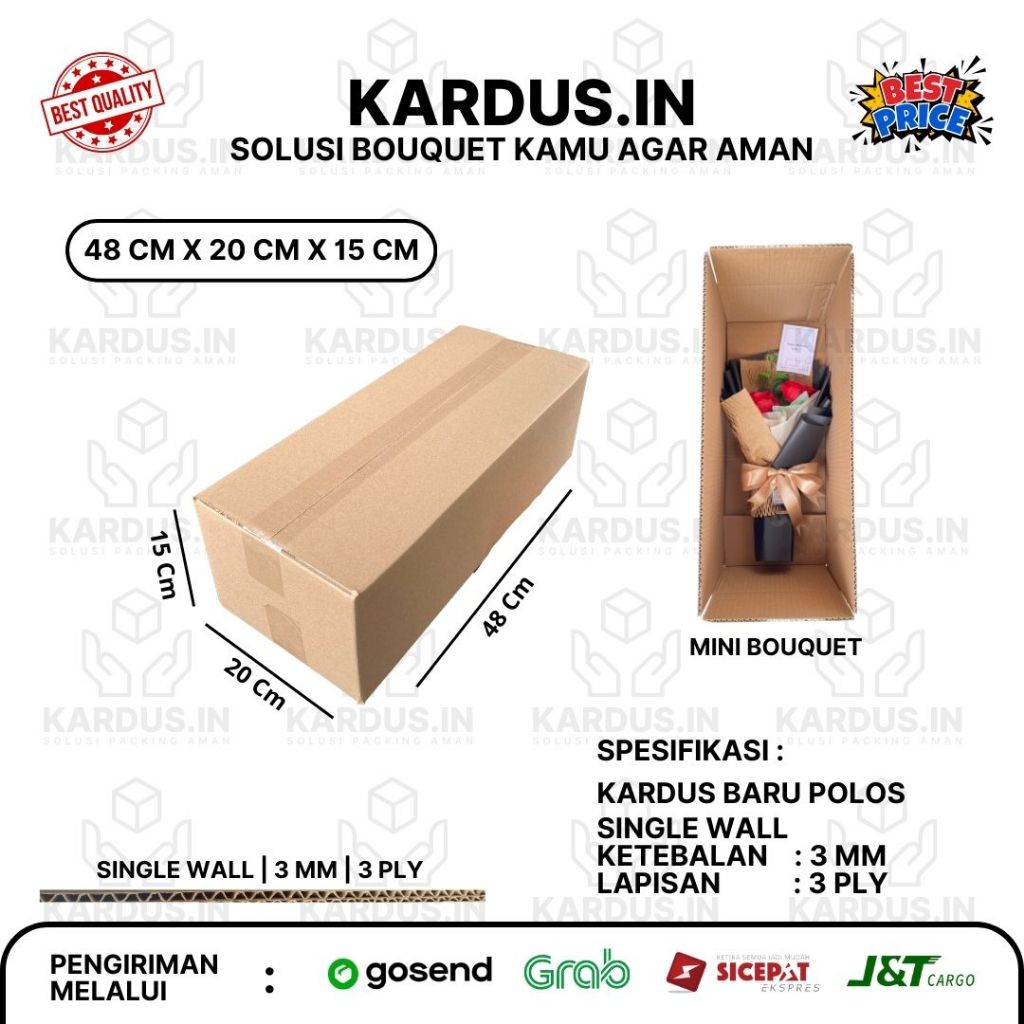 

Kardus Packing Buket Kecil 48 X 20 X 15 Cm Karton Box Dus Packaging Premium Murah Single wall