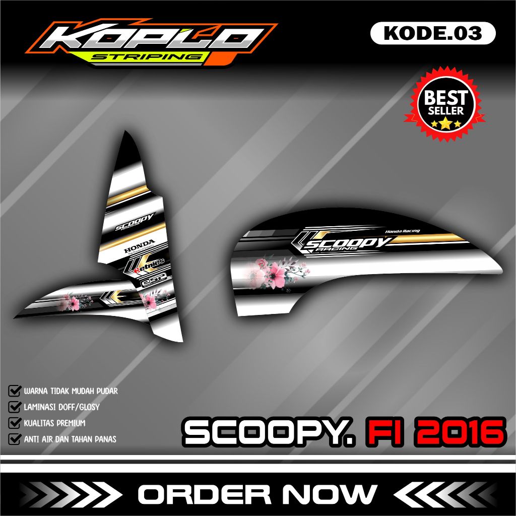 Striping Stiker Motor Scoopy Fi 2016 - Sticker Variasi List Simple Modifikasi Scoopy Fi KPL.03