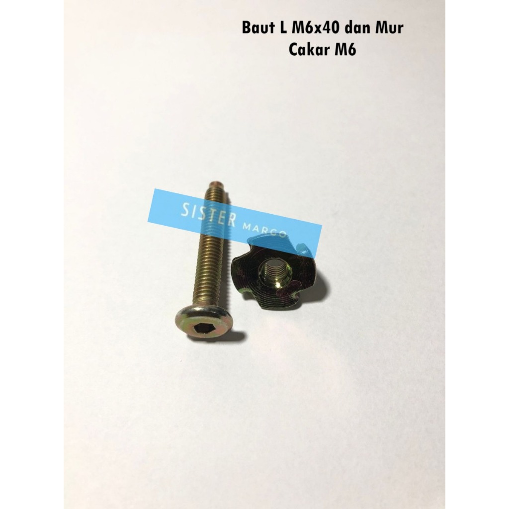 Baut JCBC Baut L M6x40 dan Mur Cakar M6