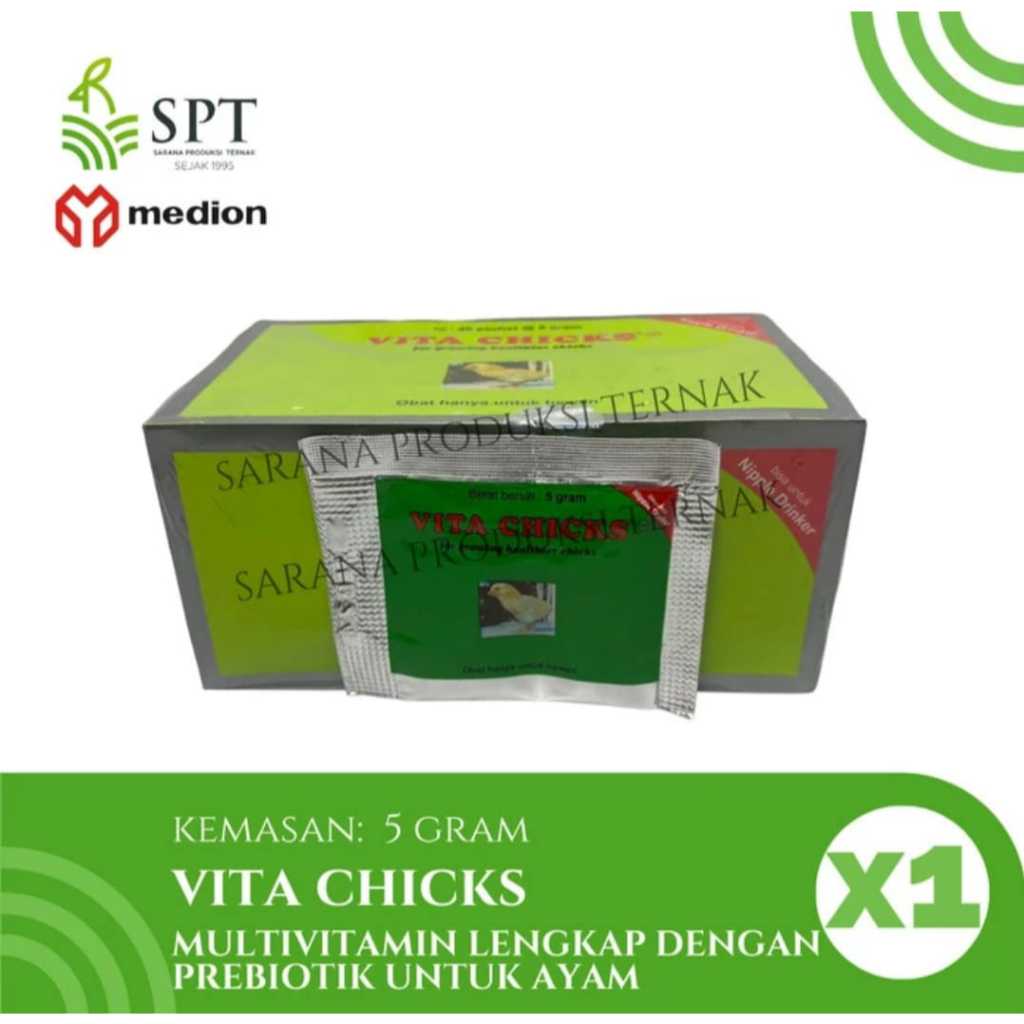 VITA CHICKS MEDION 5 GR VITAMIN AYAM VITACHICKS MENINGKATKAN DAYA TAHAN TUBUH AYAM